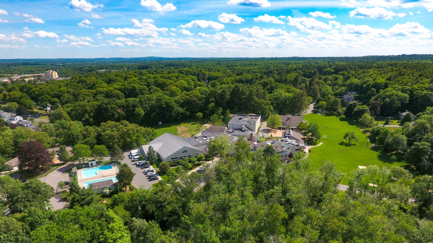 An aerial view of campus