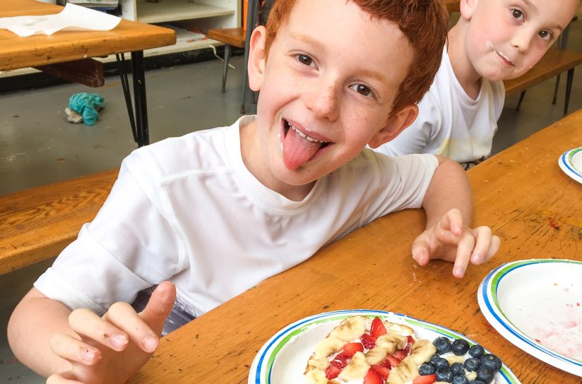 A camper with a fourth of july themed cake.