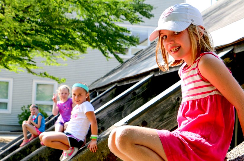 Campers exploring outside.