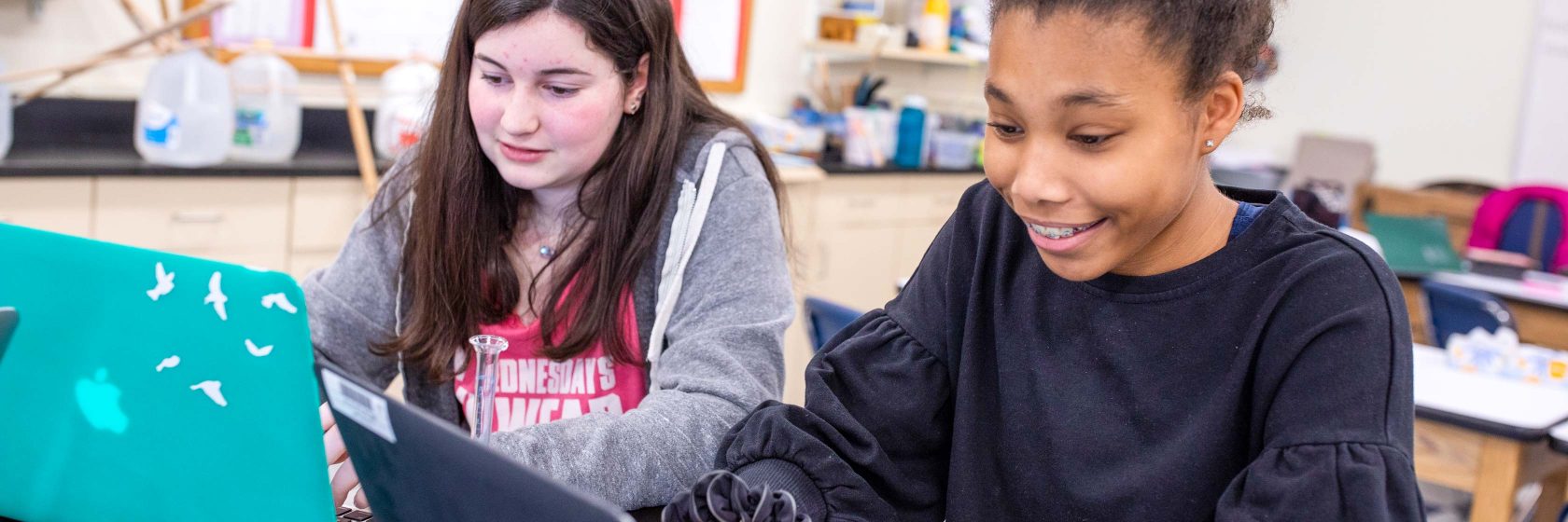Students working on their computers.
