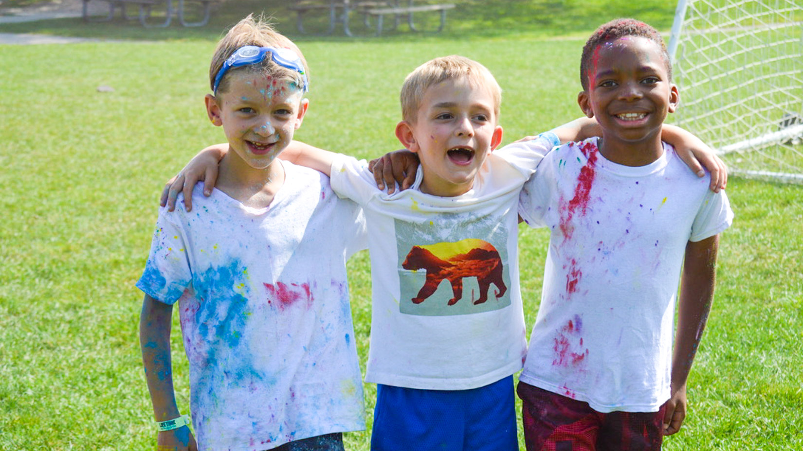 Campers posing and smiling together.