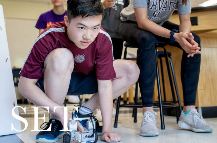 A student using a robotic car.