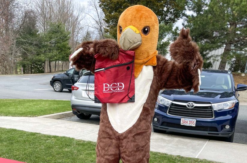 The DCD hawk at an admissions event