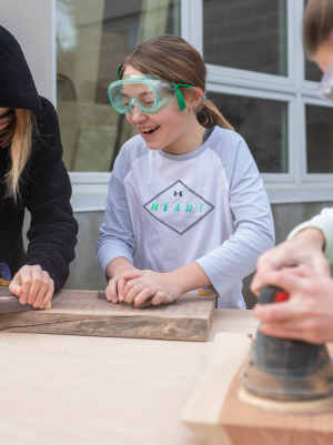 Students during woodworking class