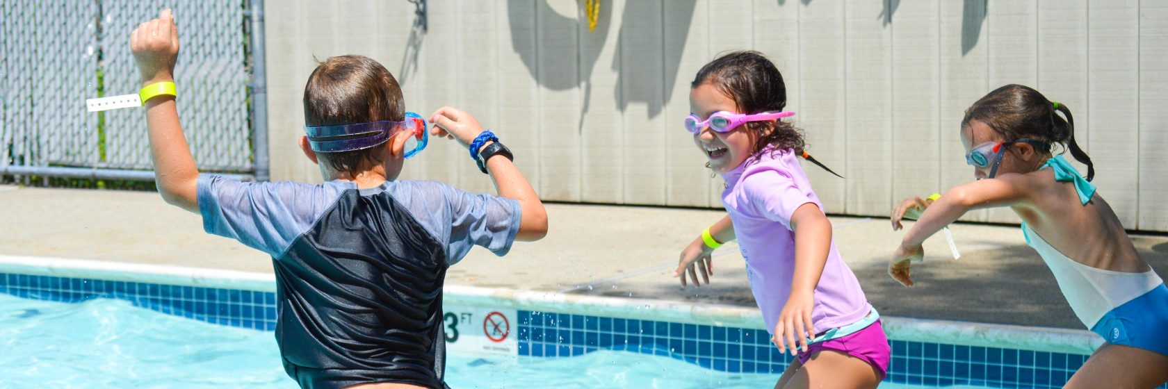 Students having fun in the pool.